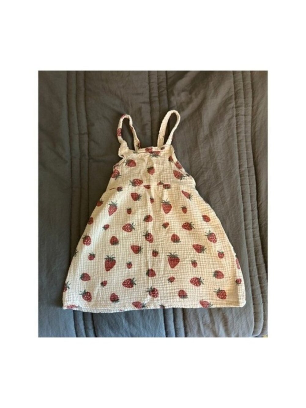 Rabbit + Bear Organic Cotton Strawberry Dress Size 3T Cream/Red